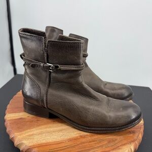 Frye Melissa Seam Short boots in slate brown leather 9.5